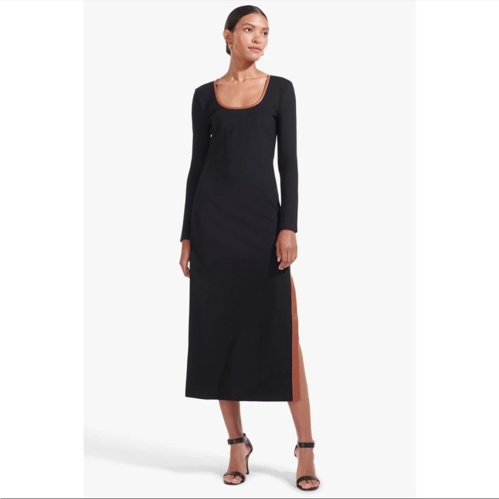 STAUD Joint Black Whiskey Midi Dress - XL